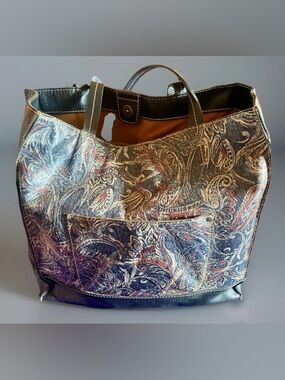 Patricia Nash Paisley Feather Leather Tote Shoulder Bag